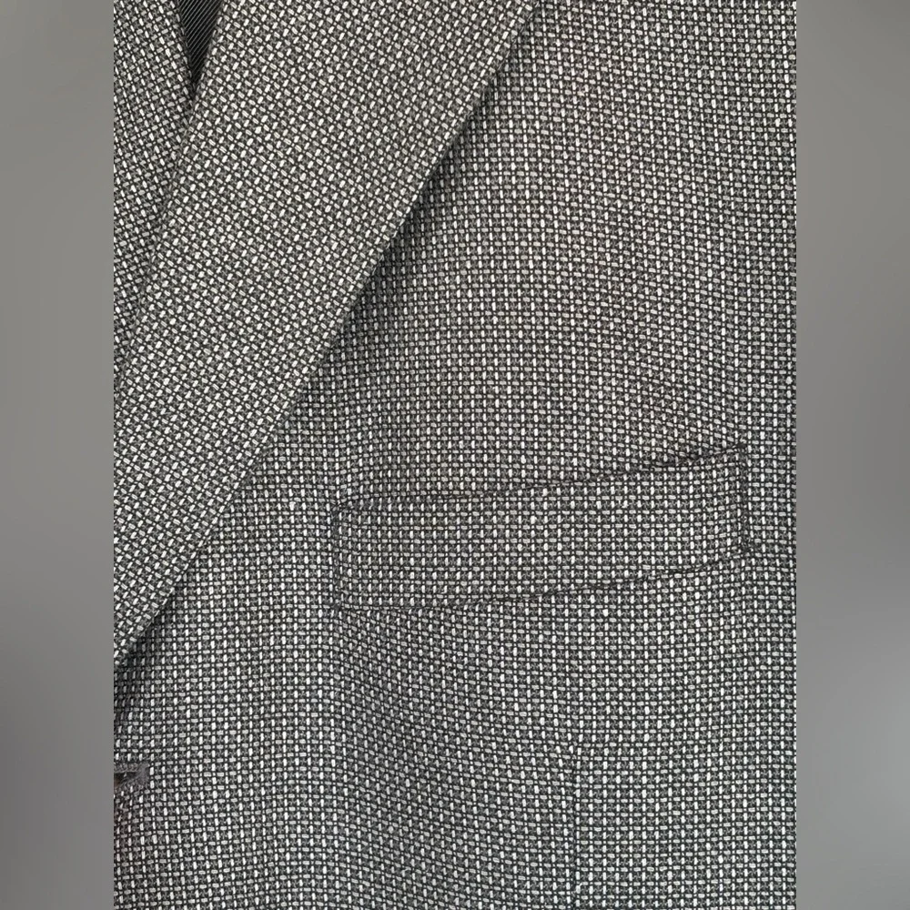 Hardy Amies Lana Seta Men's 44R Gray Glen Check Silk Wool Blend Sport Jacket